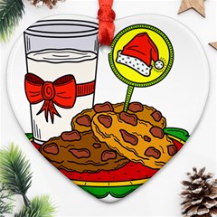 Milk Cookies Christmas Holidays Heart Ornament (two Sides) by Sarkoni