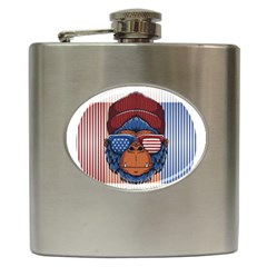 Gorilla Ape Zoo Mammal Usa Hip Flask (6 Oz) by Sarkoni