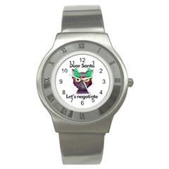 Cute Cat Glasses Christmas Tree Stainless Steel Watch by Sarkoni