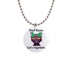 Cute Cat Glasses Christmas Tree 1  Button Necklace by Sarkoni