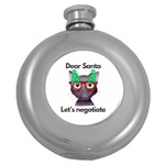 Cute Cat Glasses Christmas Tree Round Hip Flask (5 oz) Front