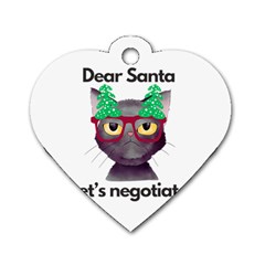 Cute Cat Glasses Christmas Tree Dog Tag Heart (two Sides) by Sarkoni