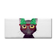 Cute Cat Glasses Christmas Tree Hand Towel by Sarkoni