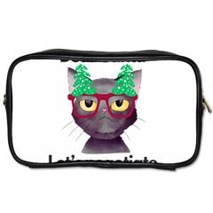 Cute Cat Glasses Christmas Tree Toiletries Bag (one Side) by Sarkoni