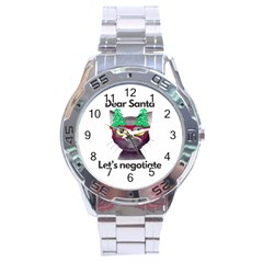 Cute Cat Glasses Christmas Tree Stainless Steel Analogue Watch by Sarkoni