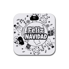 Christmas Santa Snow Happy Joy Rubber Coaster (square) by Sarkoni