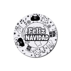 Christmas Santa Snow Happy Joy Rubber Coaster (round) by Sarkoni