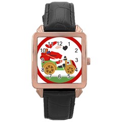 Christmas Santa Claus Rose Gold Leather Watch  by Sarkoni