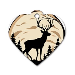 Deer Wildlife Dog Tag Heart (one Side) by Sarkoni