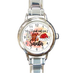 Santa Cookies Christmas Round Italian Charm Watch by Sarkoni