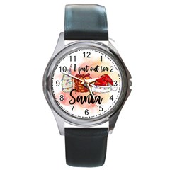 Santa Cookies Christmas Round Metal Watch by Sarkoni