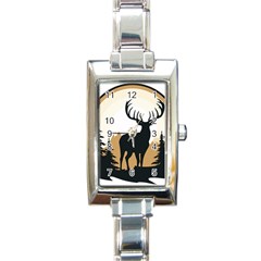 Deer Wildlife Nature Rectangle Italian Charm Watch by Sarkoni