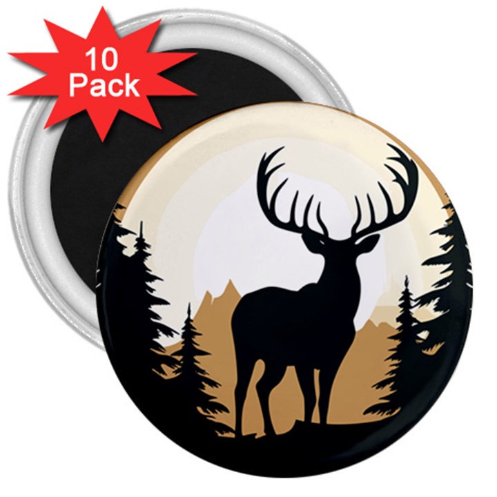 Deer Wildlife Nature 3  Magnets (10 pack) 