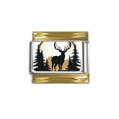 Deer Wildlife Nature Gold Trim Italian Charm (9mm) by Sarkoni