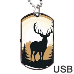 Deer Wildlife Nature Dog Tag Usb Flash (two Sides) by Sarkoni