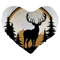 Deer Wildlife Nature Large 19  Premium Heart Shape Cushions by Sarkoni