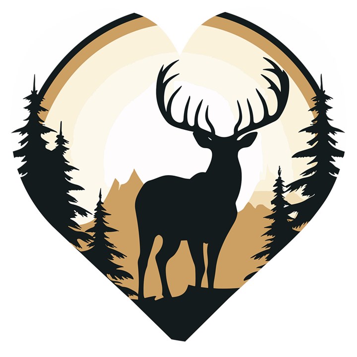 Deer Wildlife Nature Wooden Puzzle Heart