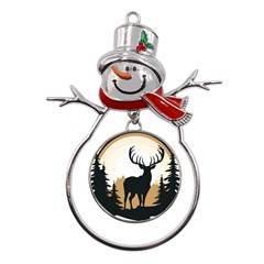 Deer Wildlife Nature Metal Snowman Ornament