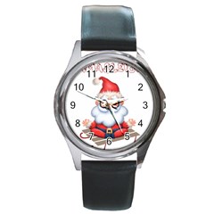 Santa Glasses Yoga Chill Vibe Round Metal Watch by Sarkoni