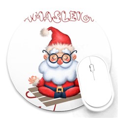 Santa Glasses Yoga Chill Vibe Round Mousepad