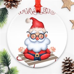 Santa Glasses Yoga Chill Vibe Ornament (round)