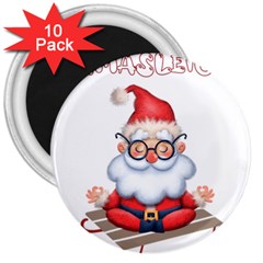 Santa Glasses Yoga Chill Vibe 3  Magnets (10 Pack) 