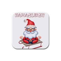 Santa Glasses Yoga Chill Vibe Rubber Square Coaster (4 Pack)