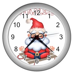 Santa Glasses Yoga Chill Vibe Wall Clock (silver)