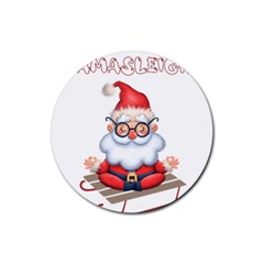 Santa Glasses Yoga Chill Vibe Rubber Coaster (round)