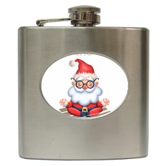 Santa Glasses Yoga Chill Vibe Hip Flask (6 Oz)