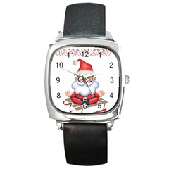 Santa Glasses Yoga Chill Vibe Square Metal Watch