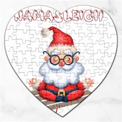 Santa Glasses Yoga Chill Vibe Jigsaw Puzzle (heart) by Sarkoni