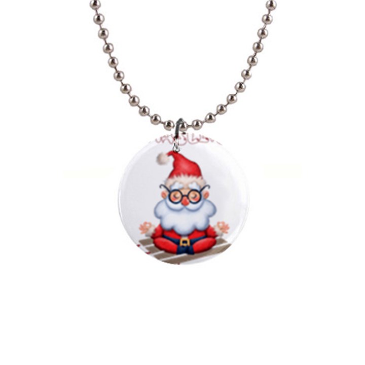 Santa Glasses Yoga Chill Vibe 1  Button Necklace