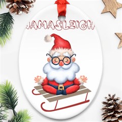 Santa Glasses Yoga Chill Vibe Oval Ornament (two Sides)