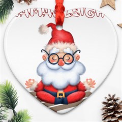 Santa Glasses Yoga Chill Vibe Heart Ornament (two Sides)