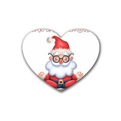 Santa Glasses Yoga Chill Vibe Rubber Heart Coaster (4 Pack)