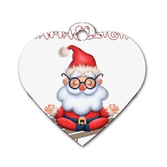 Santa Glasses Yoga Chill Vibe Dog Tag Heart (one Side)