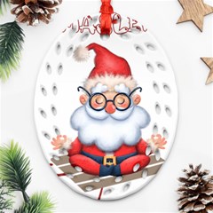 Santa Glasses Yoga Chill Vibe Oval Filigree Ornament (two Sides)