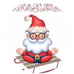 Santa Glasses Yoga Chill Vibe Wooden Puzzle Round