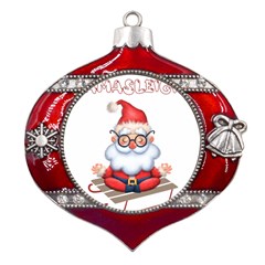 Santa Glasses Yoga Chill Vibe Metal Snowflake And Bell Red Ornament