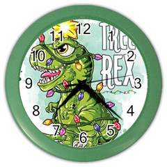 Dinosaur T-rex Dino Tyrannasaurus Color Wall Clock by Sarkoni