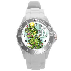 Dinosaur T-rex Dino Tyrannasaurus Round Plastic Sport Watch (l) by Sarkoni