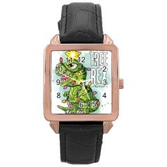 Dinosaur T-rex Dino Tyrannasaurus Rose Gold Leather Watch  by Sarkoni