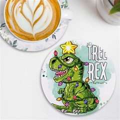 Dinosaur T-rex Dino Tyrannasaurus Uv Print Round Tile Coaster by Sarkoni