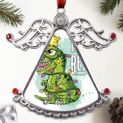 Dinosaur T-rex Dino Tyrannasaurus Metal Angel With Crystal Ornament