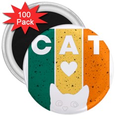 Cat Kitten Pet Animal Feline Cat 3  Magnets (100 Pack) by Sarkoni