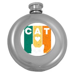 Cat Kitten Pet Animal Feline Cat Round Hip Flask (5 Oz) by Sarkoni