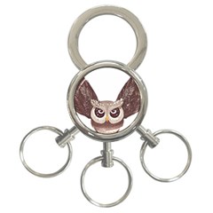 Owl Bird Feathers 3-ring Key Chain by Sarkoni