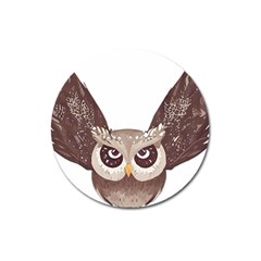 Owl Bird Feathers Magnet 3  (round)