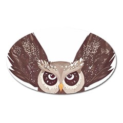 Owl Bird Feathers Oval Magnet by Sarkoni